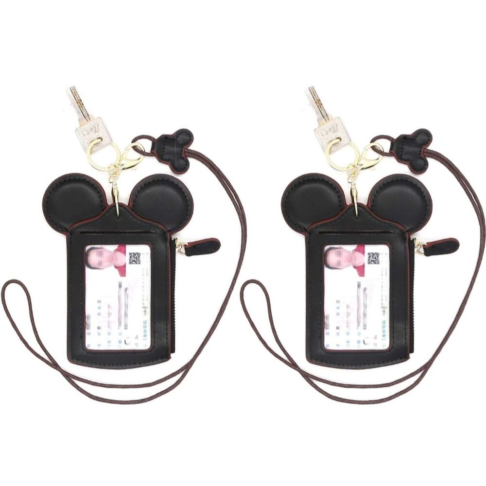 Mouse Ears ID Badge Holder with Wallet & Lanyard - Set of 2